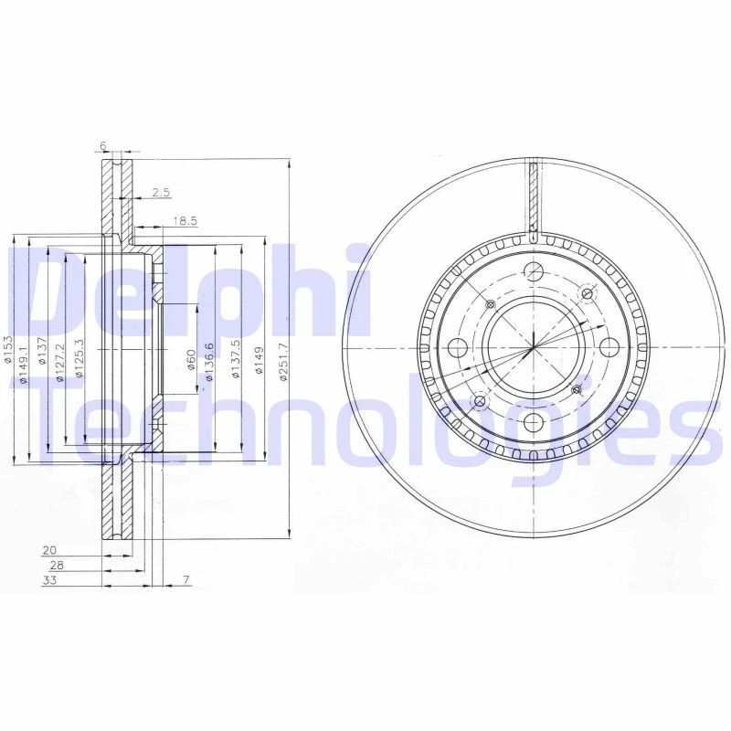 Image of DELPHI Brake disc DELPHI BG4049C