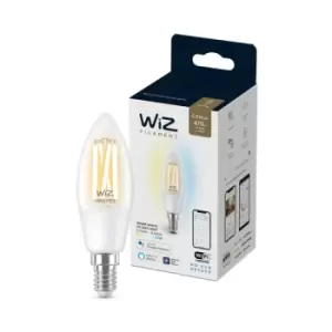 Image of WiZ Tunable White Smart Connected WiFi Clear Filament Candle Light Bulb (E14 Small Edison Screw)