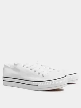 image of Yours Clothing Canvas Flatform Trainer - White, Size 5, Women