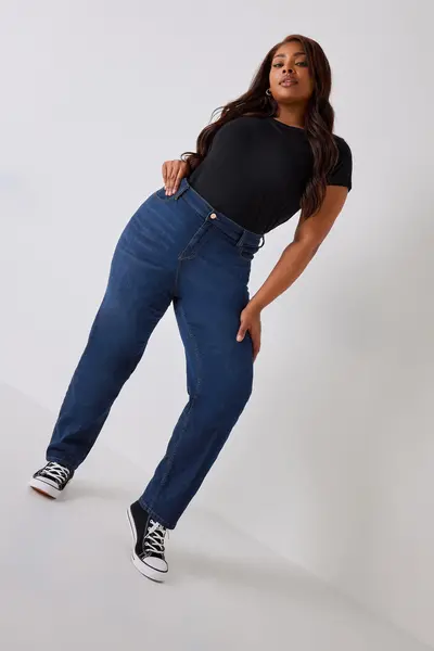 Image of Yours Straight Leg Jeans Indigo