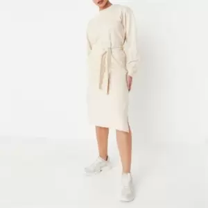 Image of Missguided Petite Tie Waist Sweatshirt Dress - Red
