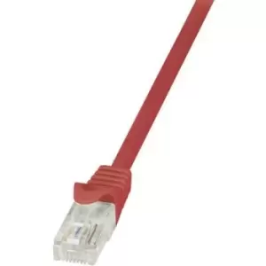 image of LogiLink CP1024U RJ45 Network cable, patch cable CAT 5e U/UTP 0.50 m Red incl. detent