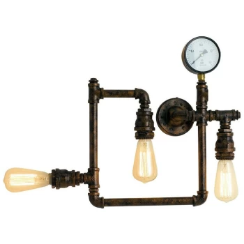 Image of Fan Europe Lighting - Fan Europe AMARCORD Industrial 3 Light Semi Flush Light Rust 48x44cm