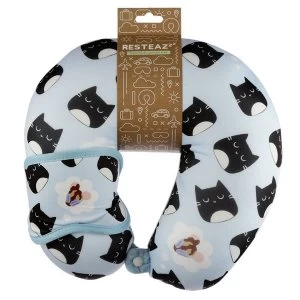 image of Relaxeazzz Feline Fine Cat Travel Pillow & Eye Mask Set