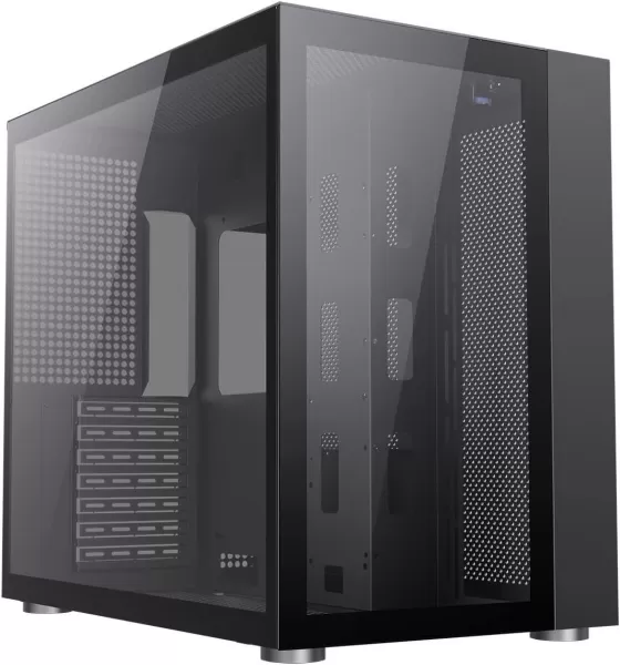 Image of GameMax Infinity Gaming Case w/ Glass Side & Front ATX Dual Chamber No Fans inc. Mesh Panels USB-C Black