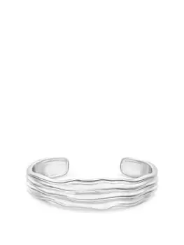 image of Mood Silver Molten Ridged Cuff Bracelet, Silver, Women