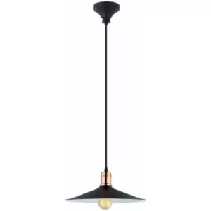 Image of Hanging Ceiling Pendant Light Black & Copper Sleek Shade 1 x 60W E27 Bulb