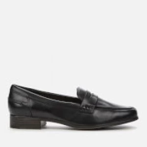 Image of Clarks Womens Hamble Leather Loafers - Black - UK 5