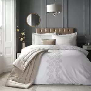 image of Laurencellewelynbowen - Laurence Llewelyn Bowen Carmella Metallic Embroidered Duvet Cover Set, Natural, King