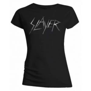 Image of Slayer Scratchy Logo Ladies Black T Shirt: Small