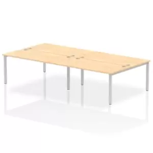 image of Impulse Bench B2B 4 Person 1600 Silver Frame Office Bench Desk Maple