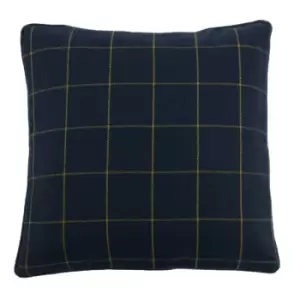 Image of Ellis Windowpane Check Cushion Navy, Navy / 45 x 45cm / Polyester Filled