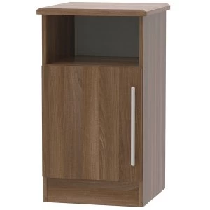 Image of Robert Dyas Edina Ready Assembled 1-Door Bedside Table - Walnut