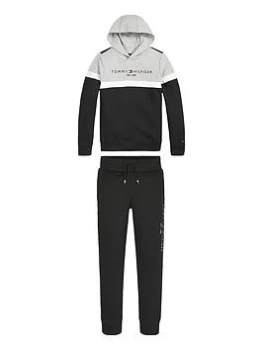 Image of Tommy Hilfiger Boys Colorblock Hoodie Set - Black, Size Age: 10 Years