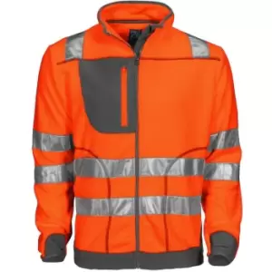 image of Projob - Mens Fleece Hi-Vis Coat (xl) (Orange/Grey) - Orange/Grey