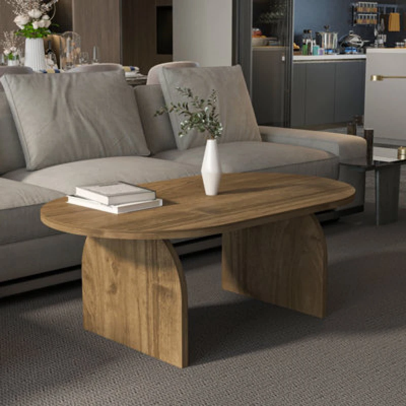 Image of Decorotika Mono 120 Cm Oval-Cut Coffee Table Walnut