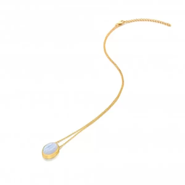 Image of Oval Blue Lace Agate Necklace DN190