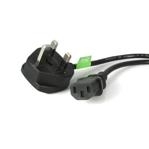 Image of StarTech 3m UK Computer Power Cord 3 Pin Mains Lead C13 to BS 1363