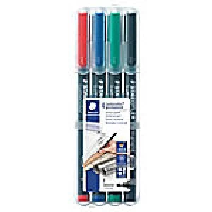 image of Staedtler Lumocolor OHP and CD Pens Permanent Fine Assorted Pack Of 4