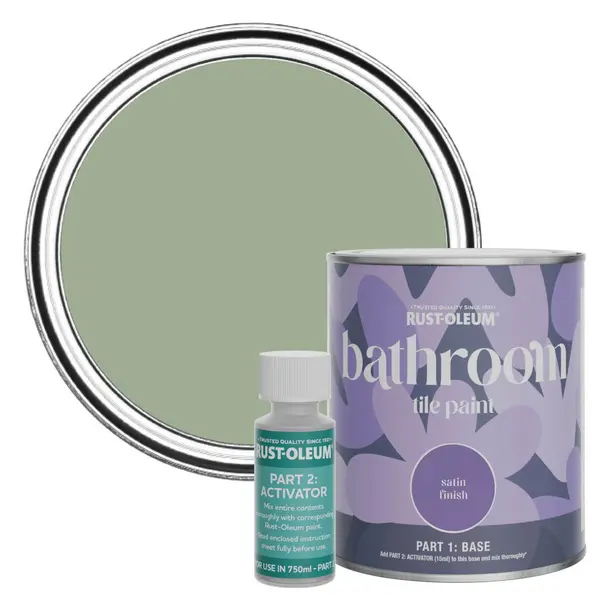 Image of Rust-Oleum Bathroom Tile Paint, Satin Finish - Bramwell 750ml -