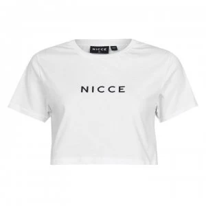 Image of Nicce Nicce Central Logo Crop Top Womens - White