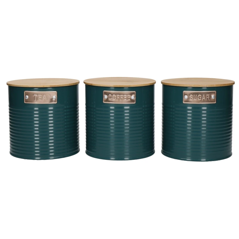 Image of Kitchencraft 3 Piece Tea, Coffee and Sugar Canister Set Blue unisex