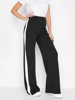 Image of Long Tall Sally Stripe Wide Leg Trousers - Black/Ivory, Black, Size 20, Women