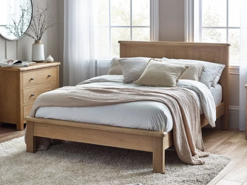 Image of Julian Bowen Memphis 5ft King Size Limed Oak Wooden Bed Frame