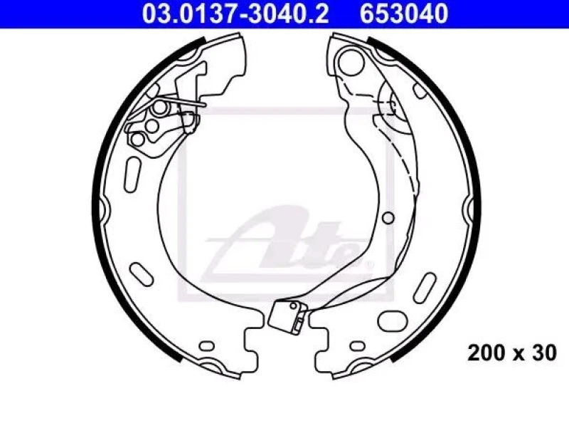 Image of ATE 03.0137-3040.2 Handbrake Shoes with lever Brake Shoe Set,parking brake (1419)