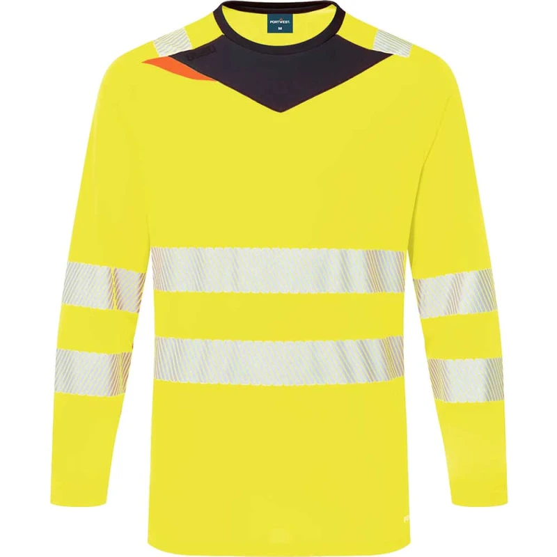 Image of Portwest DX4 Hi Vis Long Sleeve T Shirt DX416YBRXXXL Colour: Yellow / Black