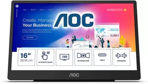 image of AOC 16" 16T2 Full HD IPS Touch Screen Portable LED Monitor