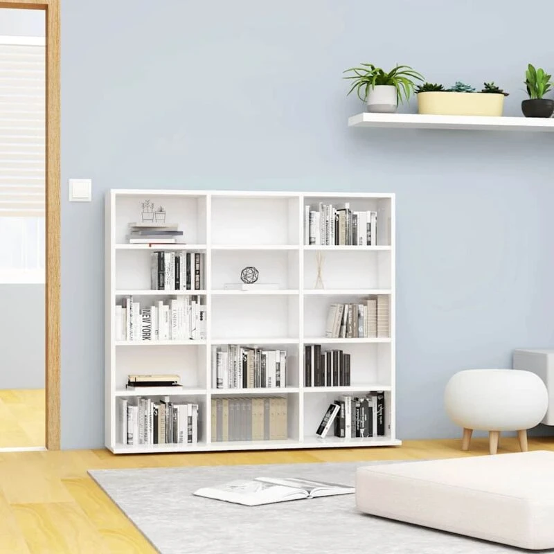 Image of VIDAXL Vidaxl - cd Cabinet High Gloss White 100x23x89.5cm Engineered Wood 801793