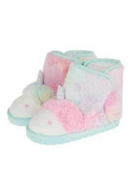 image of Monsoon Girls Fluffy Unicorn Slipper Boot - Blue