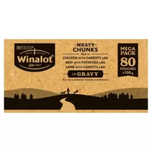 Winalot Meaty Chunks in Gravy Wet Dog Food 80 x 100g