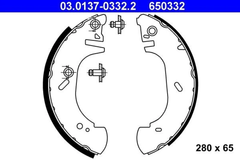 Image of ATE 03.0137-0332.2 Brake Shoes Brake Shoe Set (70)