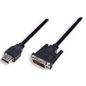 image of Manhattan HDMI to DVI-D 24+1 Cable 3m Male to Male Black Equivalent to Startech HDDVIMM3M Dual Link Compatible with DVD-D Lifetime Warranty Polybag