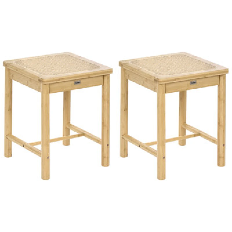 Image of Beliani Set Of 2 Stools Evires Bamboo Light Brown