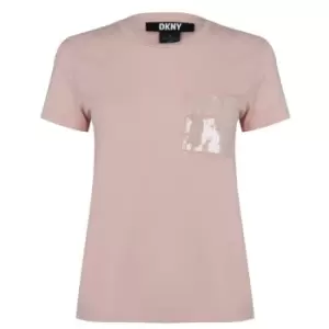 Image of DKNY Sequin Pocket T Shirt - Nude