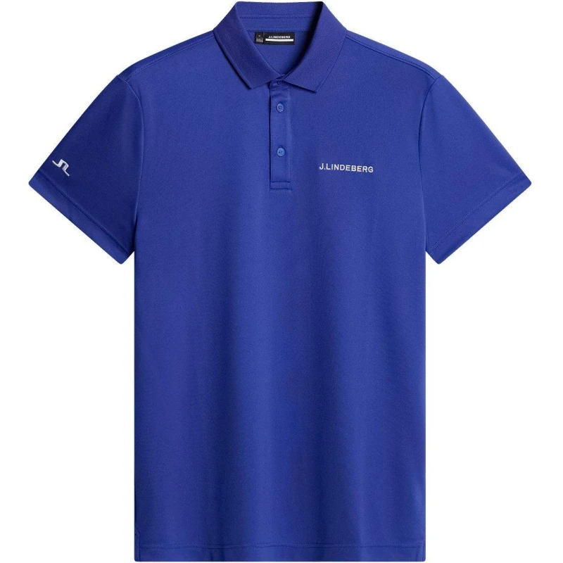 Image of J Lindeberg Golf Mens JLG Bridge Short-Sleeve Performance Polo Shirt Clematis Blue male Small
