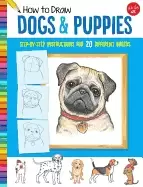 Image of how to draw dogs and puppies step by step instructions for 20 different bre