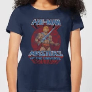 Image of He-Man Distressed Womens T-Shirt - Navy - L