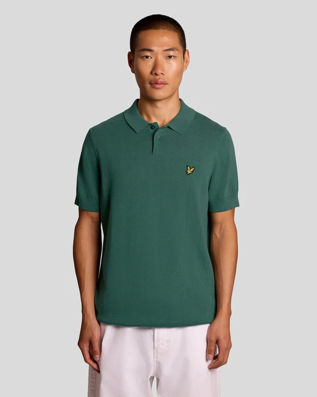 Image of Lyle & Scott Mens Cotton Knitted Polo Shirt in Green