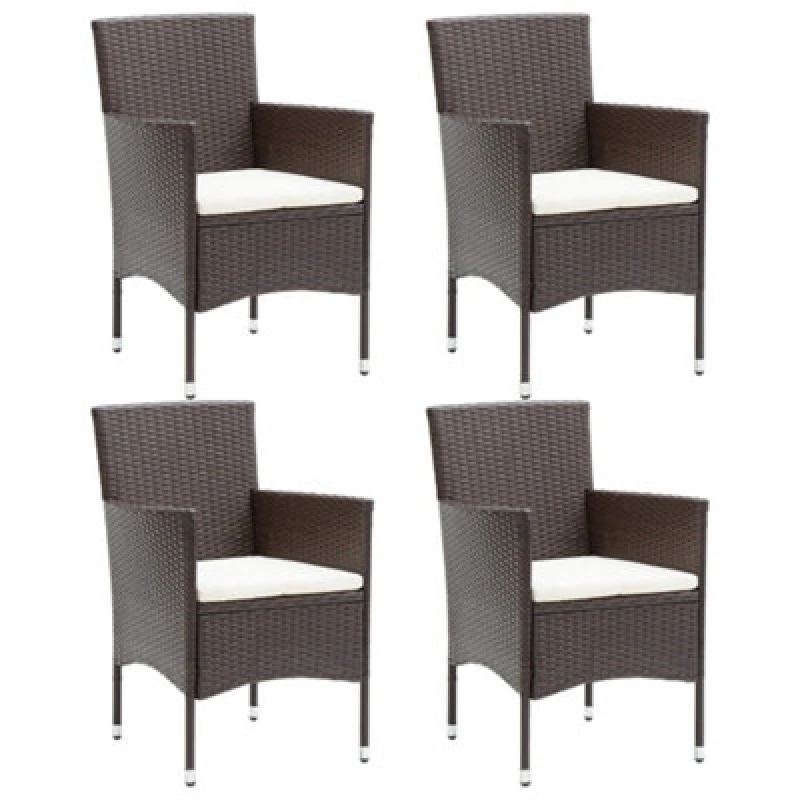 Image of vidaXL Garden Dining Chairs 4 pcs Poly Rattan Brown, Brown 318501