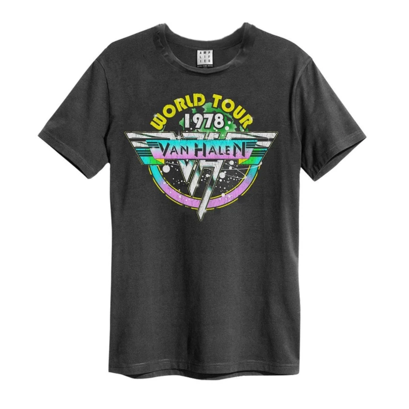 Image of Amplified Amplified Men World Tour 78 Van Halen T-Shirt in Charcoal Size: Small Charcoal S Male 5063470014217