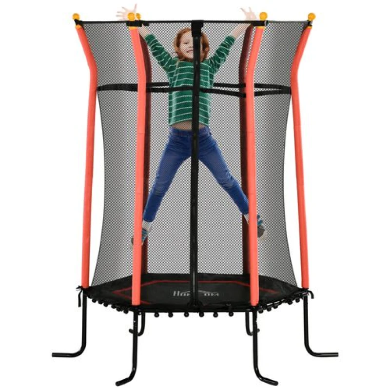 Image of HOMCOM 5.4FT Kids Trampoline With Enclosure Indoor Outdoor for 3-10 Years Red Red