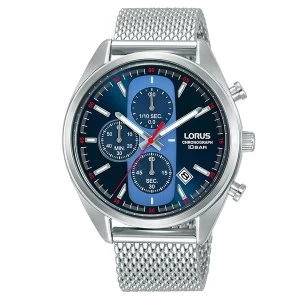 image of Lorus RM353GX9 Blue Dial Mesh Stainless Steel Chronograph Bracelet Watch