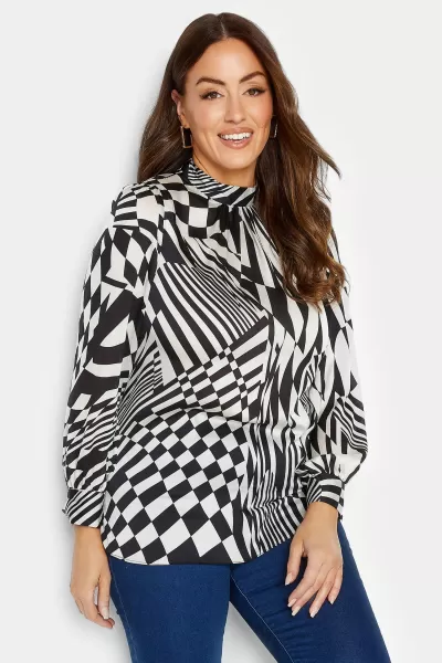Image of High Neck Satin Blouse