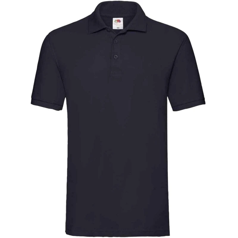 Image of Fruit Of The Loom Fruit of the Loom Men Premium Cotton Pique Polo Shirt in Mid Navy Size: Small Mid Navy S Male 5063527579058