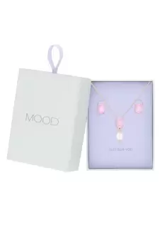 image of Rose Gold Pink Fresh Water Pearl Droplet Pendant Necklace And Earring Set - Gift Boxed