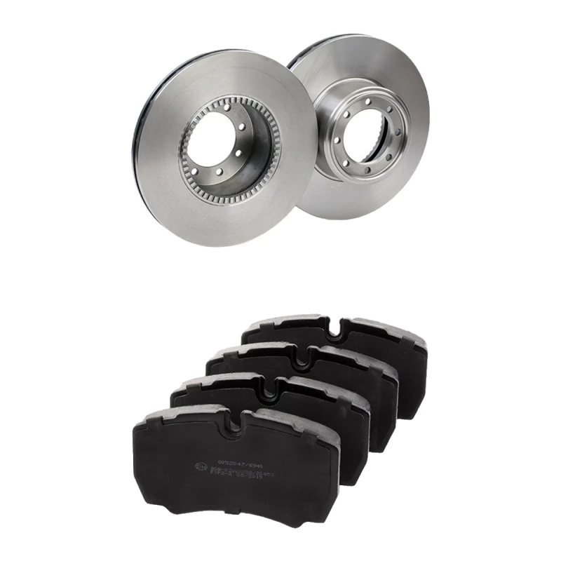 Image of RIDEX 3405B2145 Brake disc and pads set Rear Axle, Brake Disc Type: internally vented, prepared for wear warning indicator Brake Set,disc brakes (340